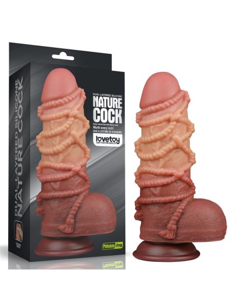 9.5'' Dual layered Platinum Silicone Cock with Rope