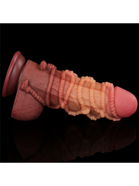 9.5'' Dual layered Platinum Silicone Cock with Rope - 3