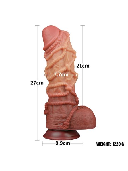 10.5'' Dual layered Platinum Silicone Cock with Rope - 2