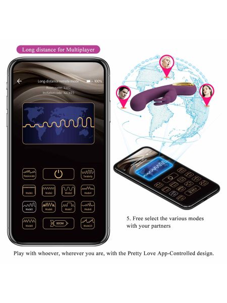 PRETTY LOVE - Liam purple, 12 vibration functions Mobile APP Long-distance Control - 10