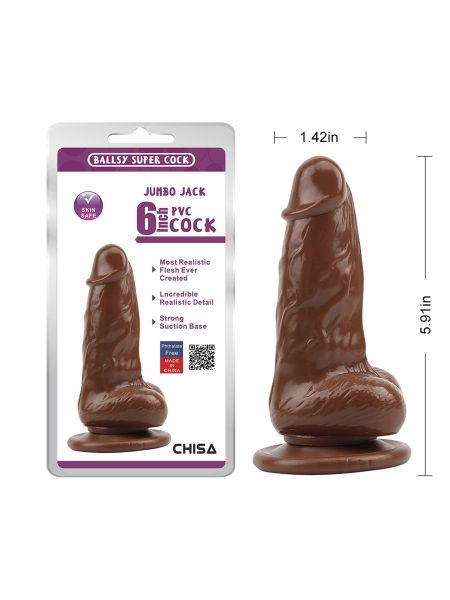 JUMBO JACK 6" Dildo-Brown - 6