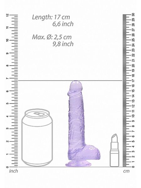 6"" / 15 cm Realistic Dildo With Balls - Purple - 3