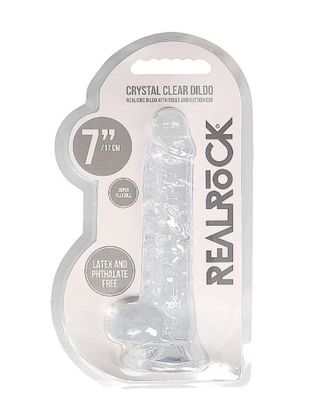 7"" / 18 cm Realistic Dildo With Balls - Transparent - 2