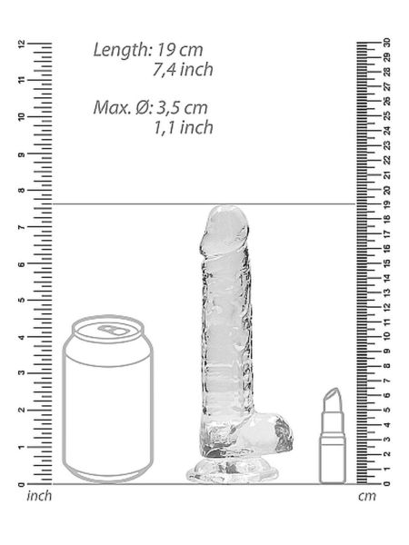 7"" / 18 cm Realistic Dildo With Balls - Transparent - 3