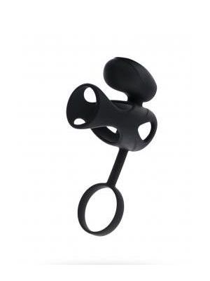 Black & Red, Penis ring with vibration, clitoral stimulation, silicone, black 14.5 cm - image 2