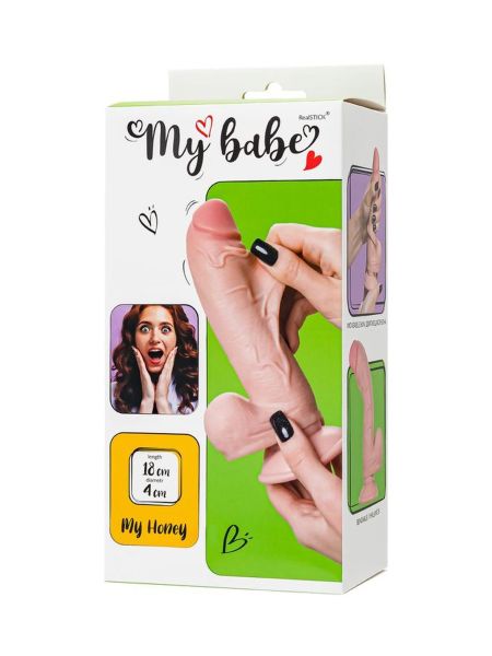 Dildo My babe by RealStick My Honey, flesh,TPE, 18cm - 11