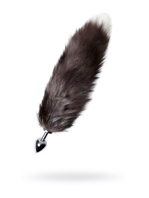 Silver anal plug with a fox tail