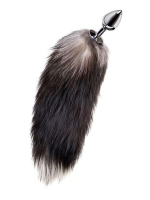 Silver anal plug with a fox tail - image 2