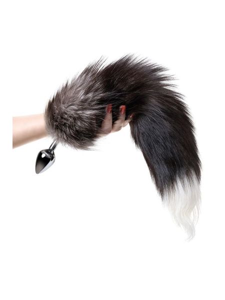 Silver anal plug with a fox tail - 5