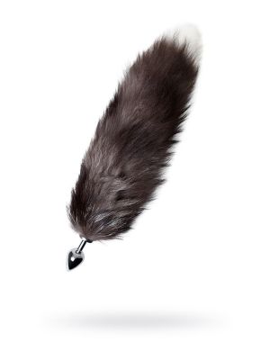 Silver anal plug with a fox tail