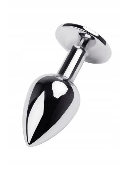 Silver anal plug TOYFA Metal with blue round-shaped gem - 2