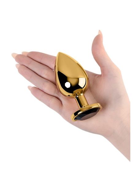 Gold anal plug TOYFA Metal with pink round-shaped gem - 5