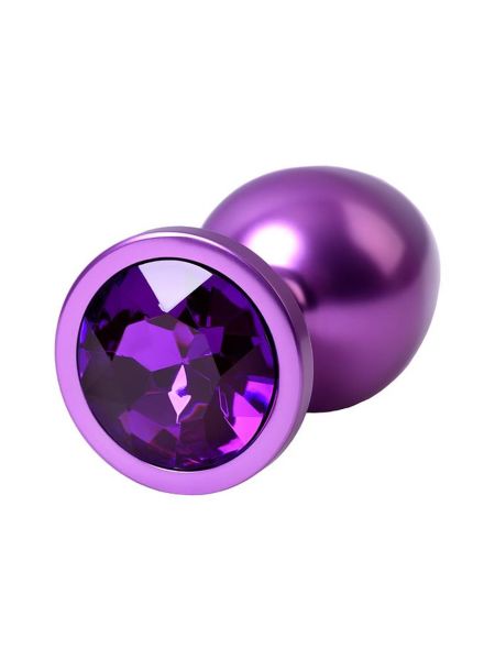 Purple anal plug TOYFA Metal,with a amethyst colored gem - 5