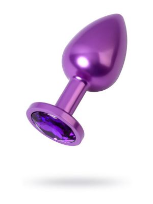 Purple anal plug TOYFA Metal,with a amethyst colored gem