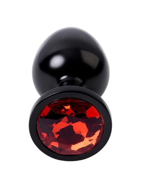 Black anal plug TOYFA Metal,with a ruby colored gem - 4