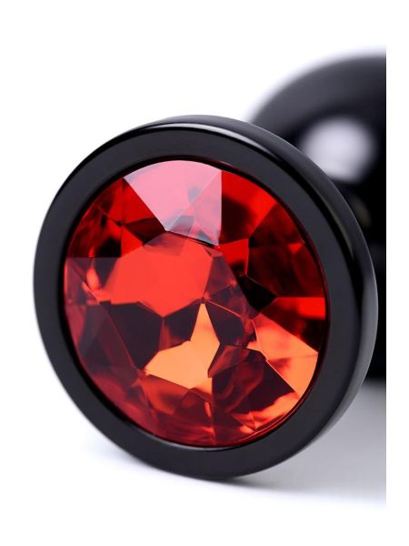 Black anal plug TOYFA Metal,with a ruby colored gem - 8
