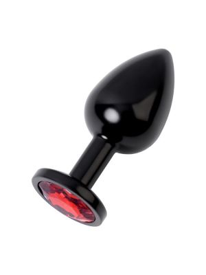Black anal plug TOYFA Metal,with a ruby colored gem - image 2
