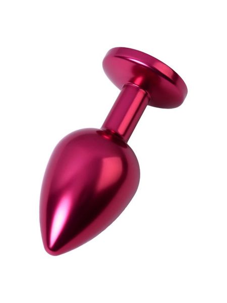 Red anal plug TOYFA Metal with black gem - 3