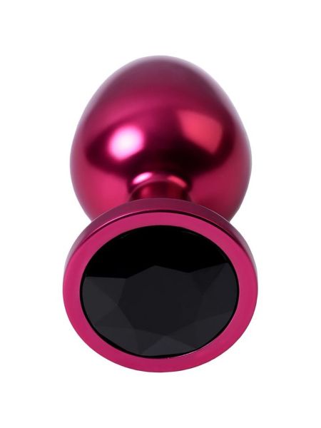 Red anal plug TOYFA Metal with black gem - 4