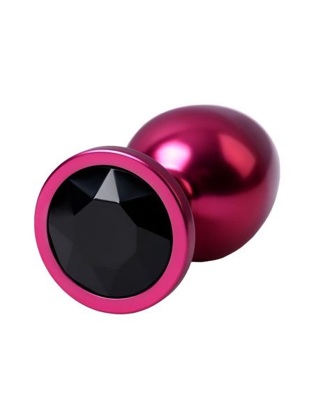 Red anal plug TOYFA Metal with black gem - 5