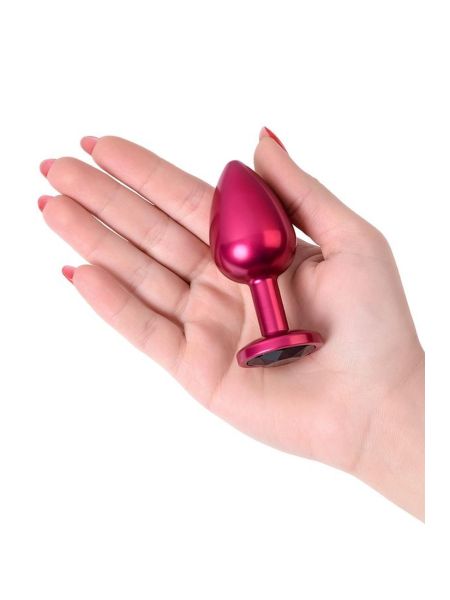 Red anal plug TOYFA Metal with black gem - 6
