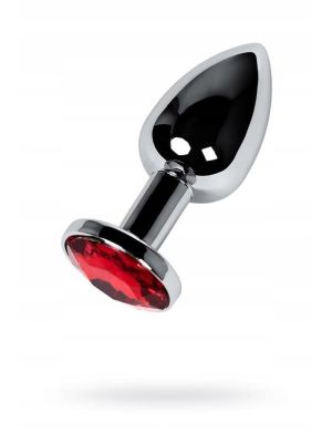 Silver anal plug with  red gem