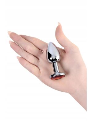 Silver anal plug with  red gem - image 2