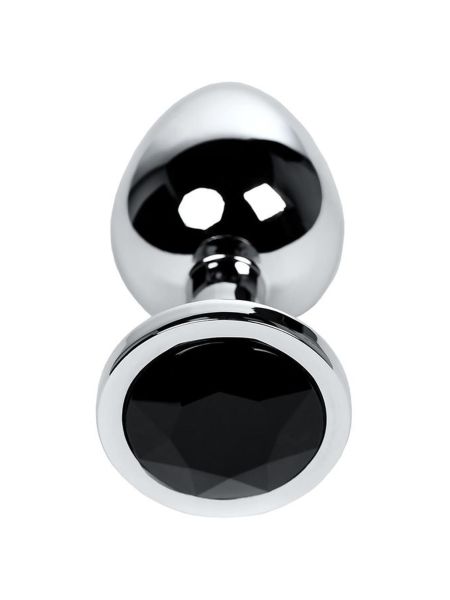 Silver anal plug TOYFA Metal with black round-shaped gem - 2