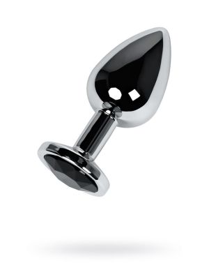 Silver anal plug TOYFA Metal with black round-shaped gem