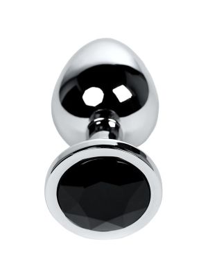 Silver anal plug TOYFA Metal with black round-shaped gem - image 2