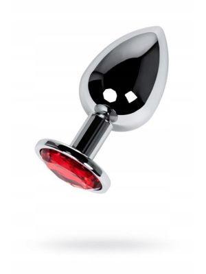 Silver anal plug TOYFA Metal with red round-shaped gem, - image 2