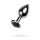 Silver anal plug TOYFA Metal with black heart-shaped gem, length 7 cm, diameter 1,8-3,3 cm, weight 92 gr