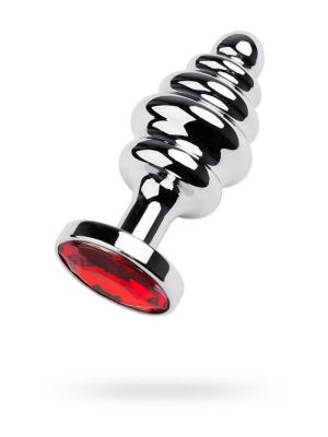 Silver anal plug with red gem