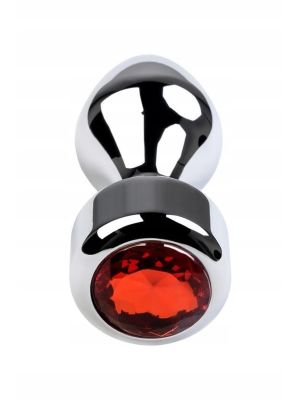 Silver anal plug TOYFA Metal with red round-shaped gem - image 2