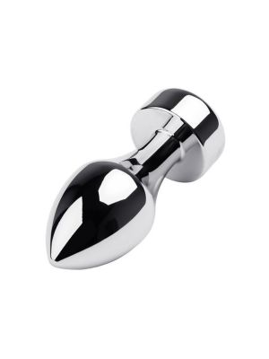 Silver anal plug TOYFA Metal with black round-shaped gem, length 8,2 cm, diameter 2,5-3,8 cm, weight 210 gr - image 2