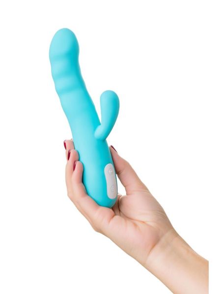 JOS Vibrator-rotator with clitoral stimulation JOS MERRY-SWI, silicone, blue, 20.7 cm - 7
