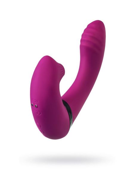 JOS Vibrator with clitoral stimulator JOS Spin, silicone, purple, 23 cm