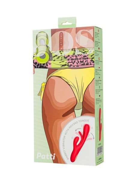 JOS Vibrator with clitoral stimulator Patti with moving tongue, silicone, red, 24 cm - 9