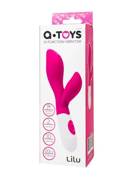 A-TOYS, Vibrator Lilu with Clitoral Stimulator, Silicone, Pink, 20 cm, 10 speeds, 2xAAA - 7