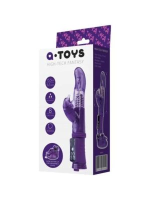 A-TOYS, Vibrator with clitoral stimulator, TPR, purple, 22,5 cm - image 2
