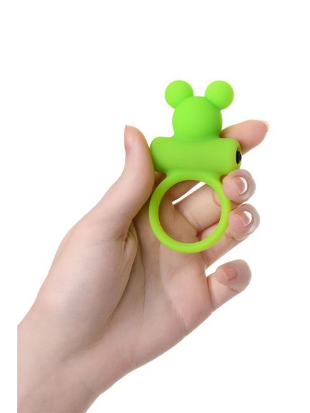 Cock ring A-Toys with vibro bullet; green - 4
