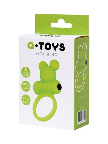 Cock ring A-Toys with vibro bullet; green - 5