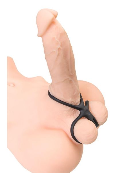 A-TOYS Triple penis ring KRAKEN, silicone, black, 10 cm - 6