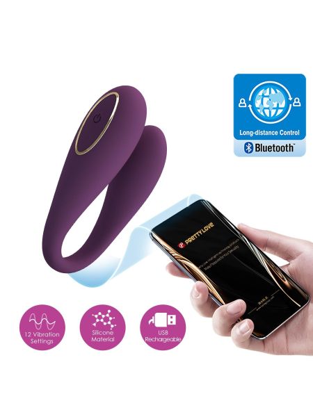 PRETTY LOVE - August, Mobile APP Long-distance Control 12 vibration functions, ABS Silicone, USB rechargeable - 19