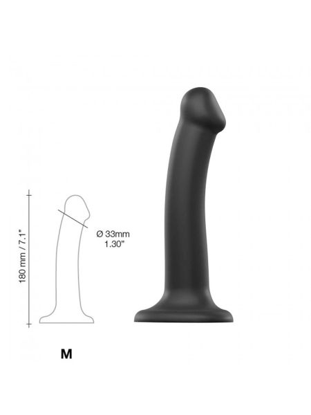 SEMI-REALISTIC DUAL DENSITY BENDABLE DILDO BLACK - M - 3