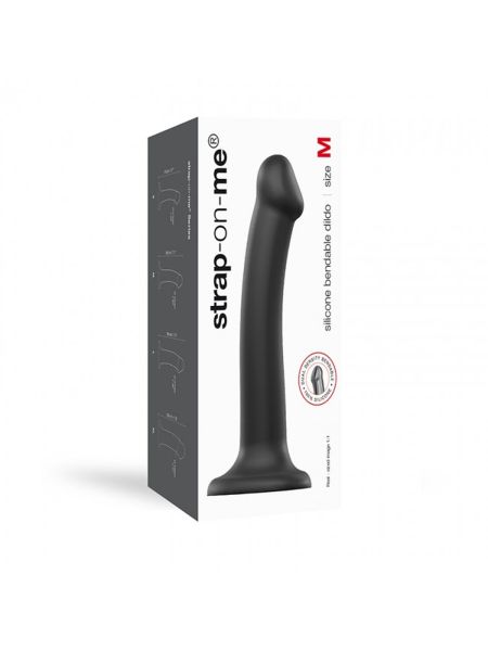 SEMI-REALISTIC DUAL DENSITY BENDABLE DILDO BLACK - M - 8