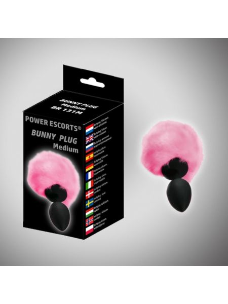 Bunny plug small black with pink tail 7,2 x 3,2 cm / 2,8 x 1,26 inch - 2