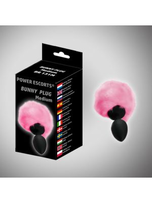 Bunny plug small black with pink tail 7,2 x 3,2 cm / 2,8 x 1,26 inch - image 2