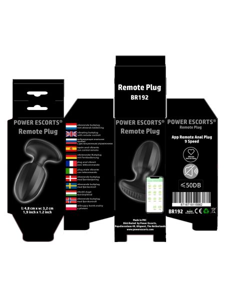 Power Escorts - BR192 - Remote Vibrating Plug - App Controled - Silicone - 8
