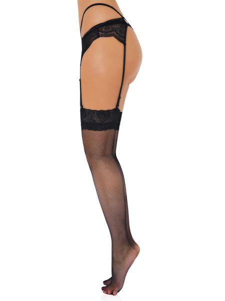 Net Stockings with Lace Top Black - 4